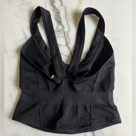FP Movement by Free People Cinched Textured Sports Bra Cami Top Black - Picture 4 of 6